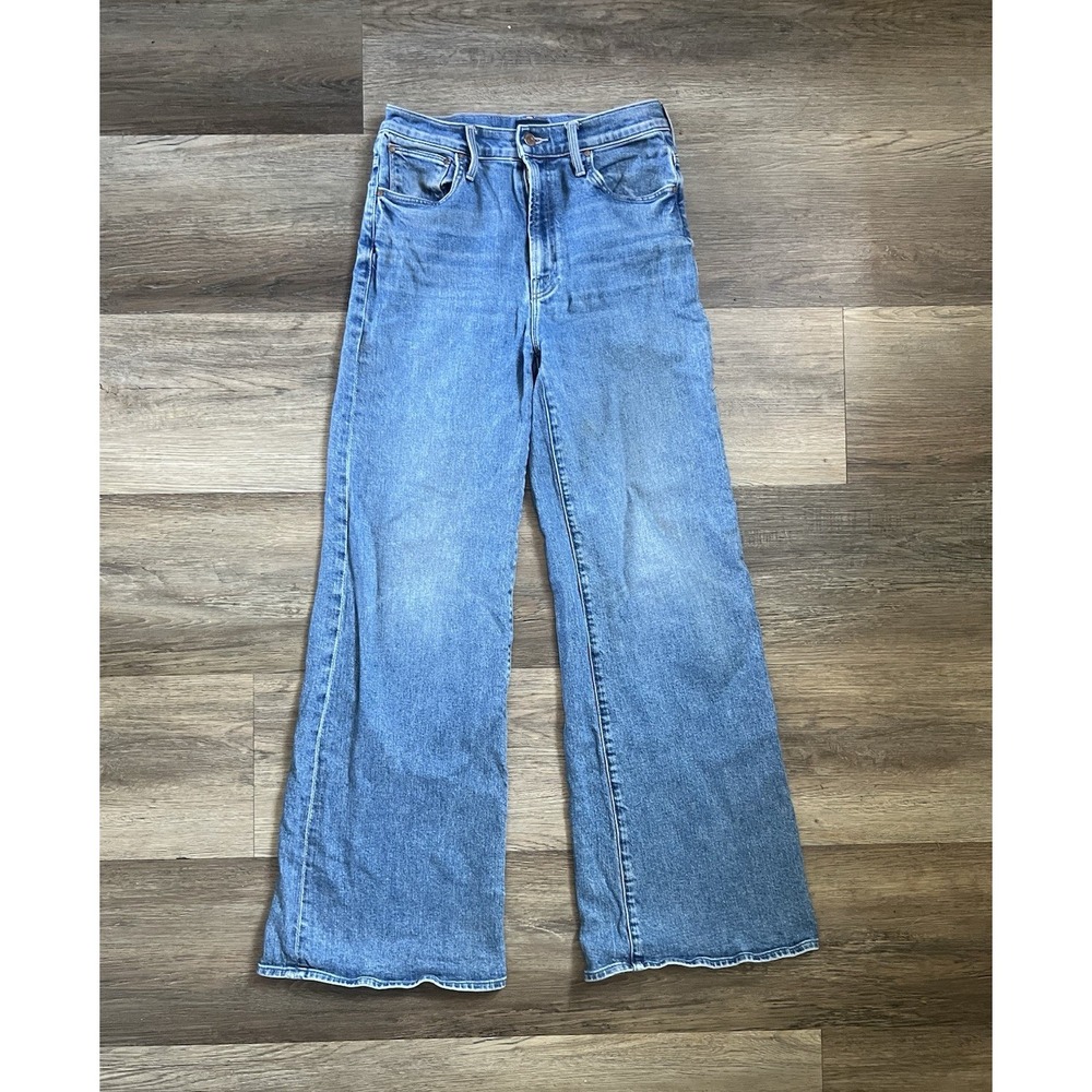 MOTHER Ditcher Roller Zip Sneak Jeans 25 Arigato Mr Roboto Wide Leg Denim